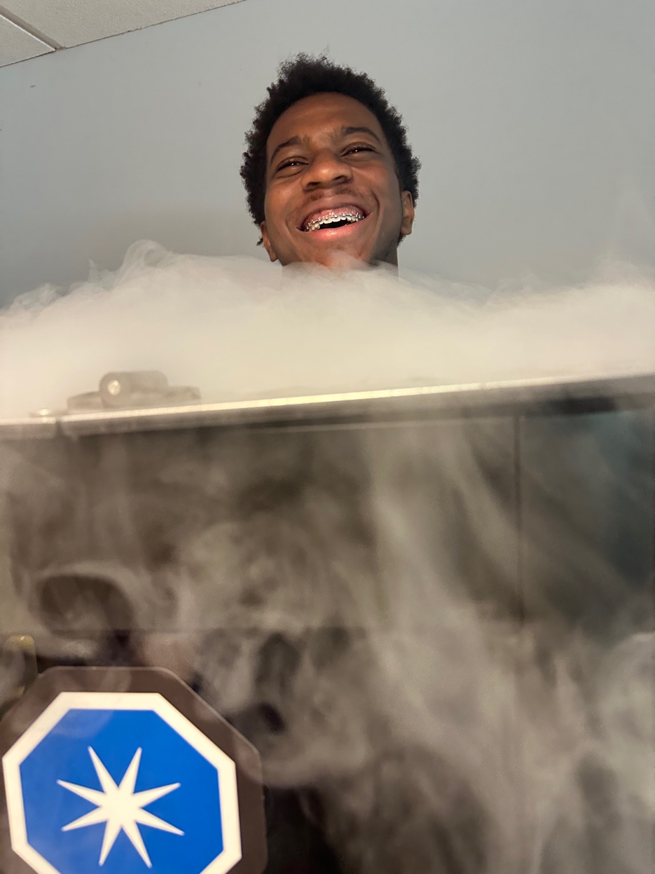 Athlete smiling in cryo session