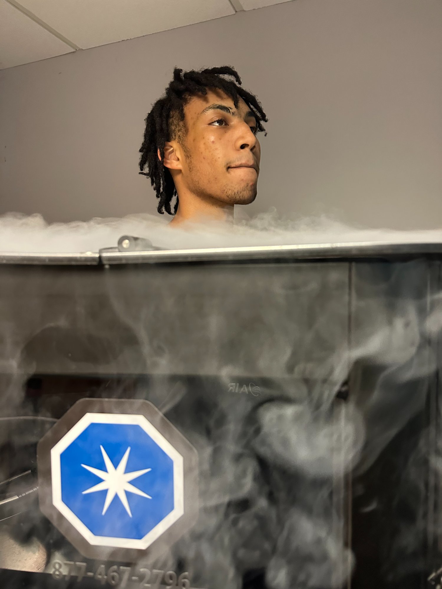 Athlete in cryotherapy session