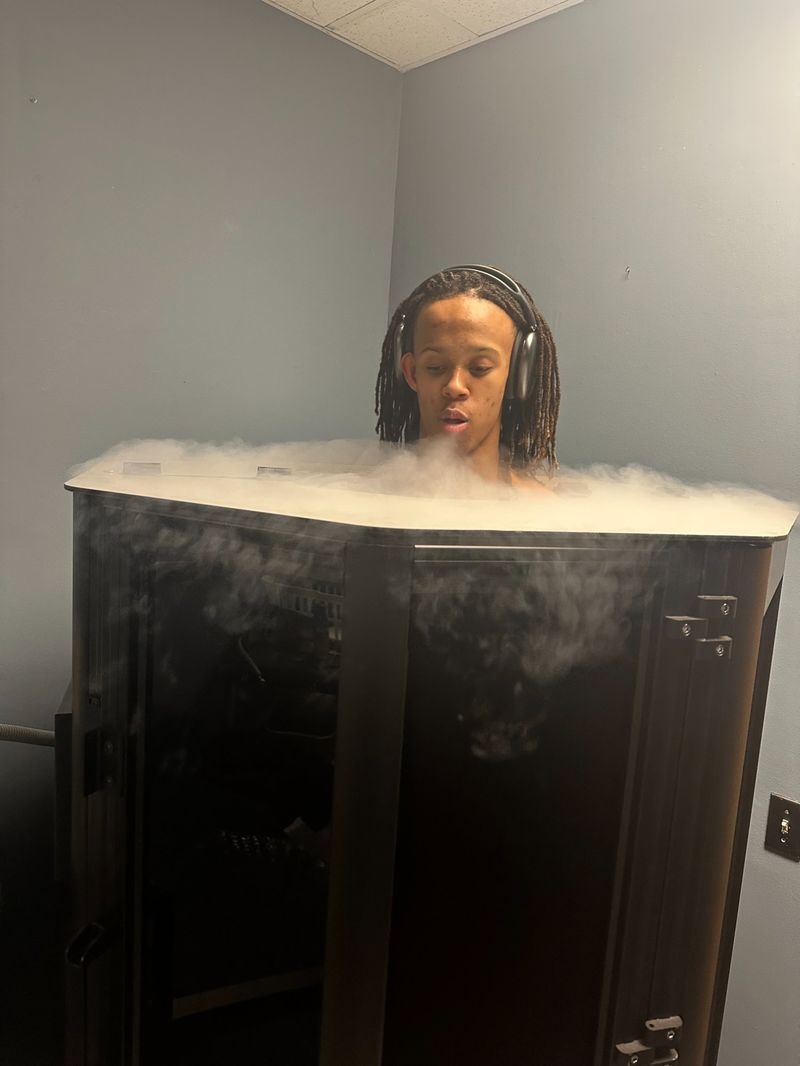 Athlete in cryotherapy session