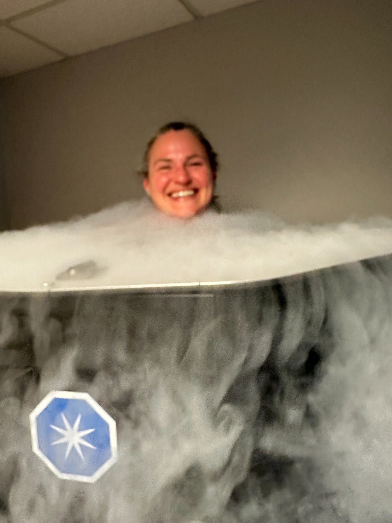 Client during cryotherapy session