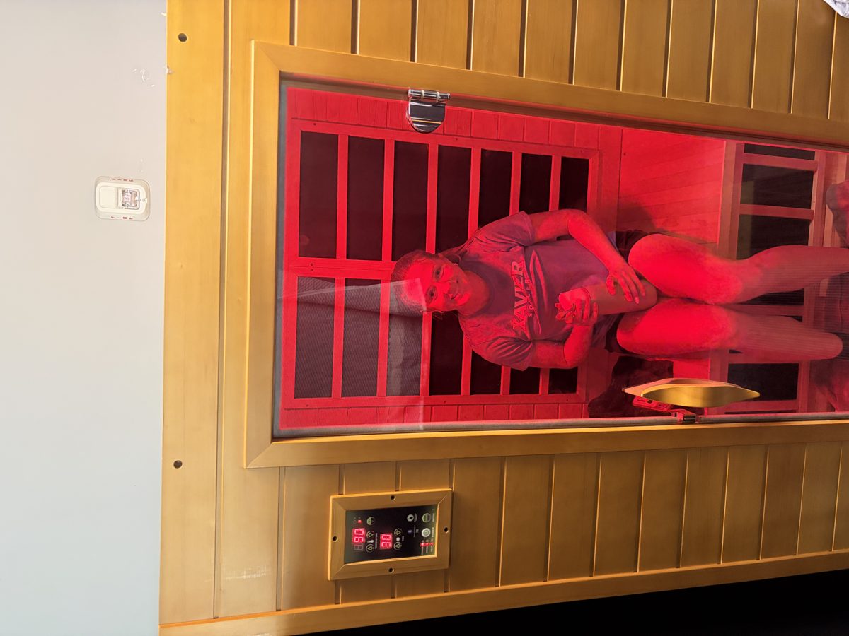 College athlete in infrared sauna at AIR